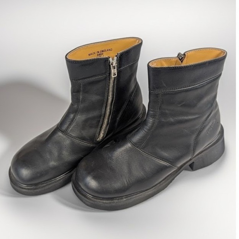 Vtg Dr Martens 8464 Made England Black Leather Zip Boots Women's 6 UK 8 US 90s